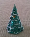 Vintage Fenton Spruce Green Flocked Christmas Tree With Gold Squirrel 4.25”