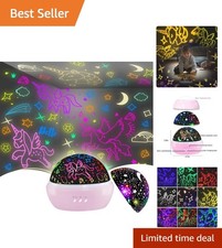 Girls Unicorn Night Light with Star Projection and Color Changing