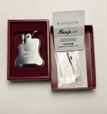 Brand New Ronson Chrome Banjo Lighter In Original Box Never Used
