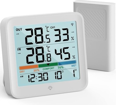 VOCOO Thermometer Innen/Ausen,kabellos Wetterstation Hygrometer mit Außensensor 