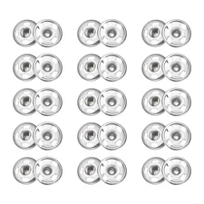 50 Sets Sew-on Snap Buttons, 7.5mm Metal Press Studs Buttons(Silver Tone)