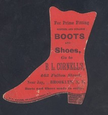 Miniature Trade Card for B.L. Cornell's, Brooklyn, NY Die Cut