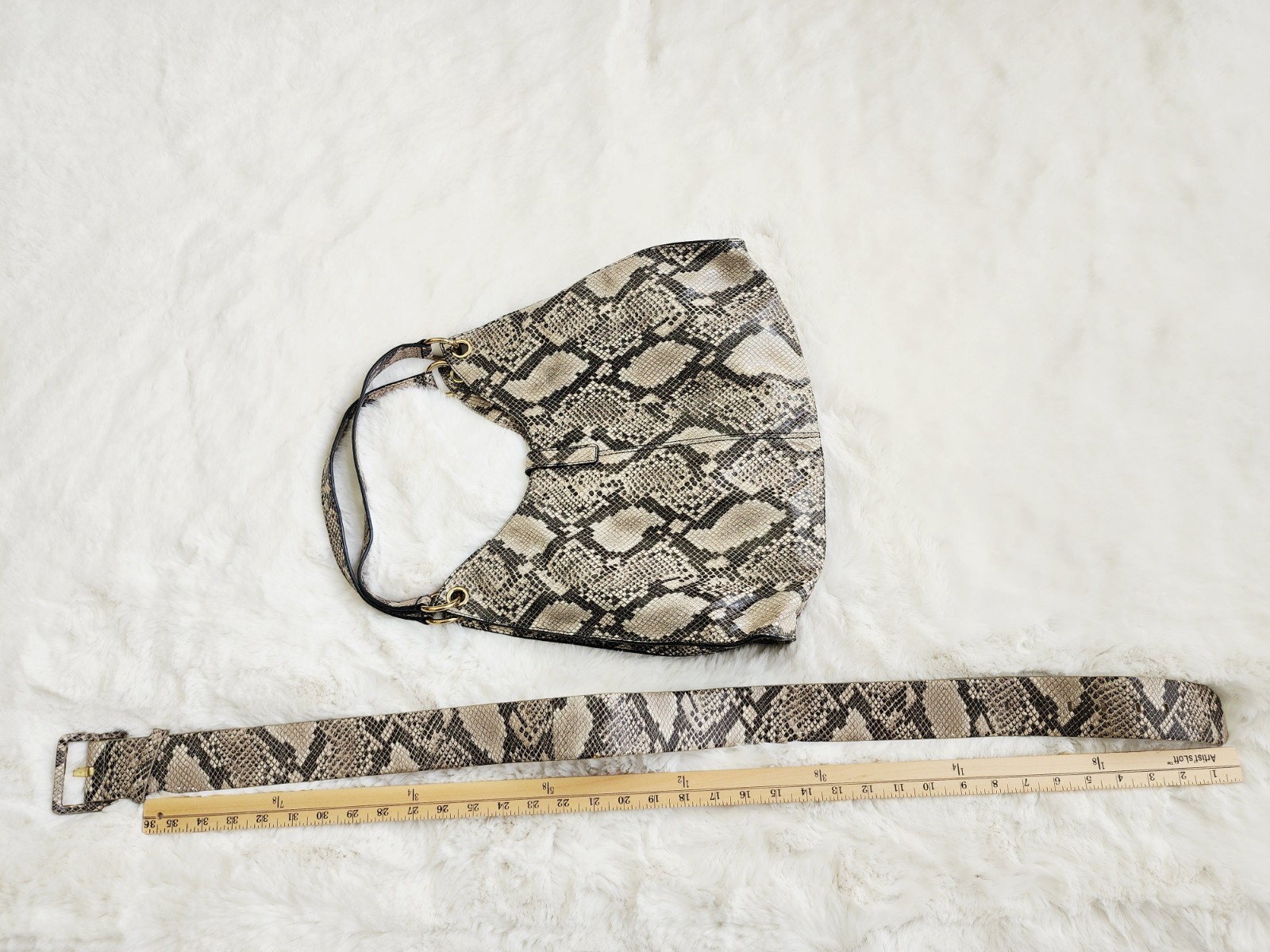 Talbots Python Snakeskin Leather Tan Work Handbag… - image 7