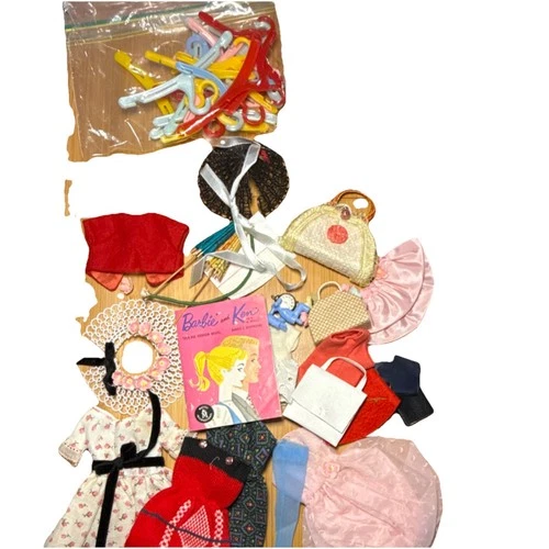 Vintage Barbie Clothes Lot Pink Floral Dress + Access Mix Mattel & Handmade