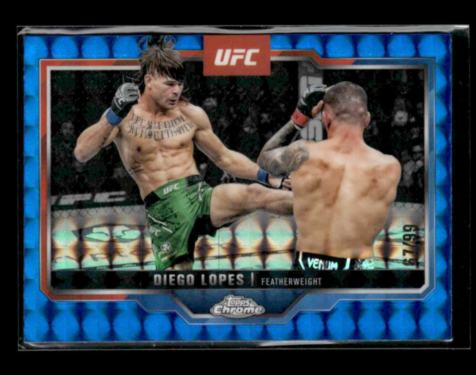Diego Lopes 2025 Topps Chrome UFC Blue Geometric 67/99 [don80