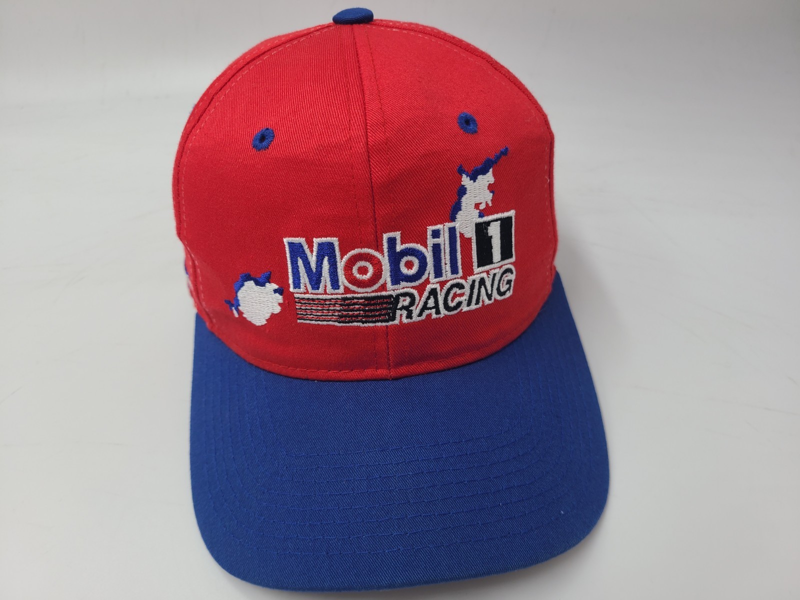 Vintage Jeremy Mayfield #12 Mobile 1 Racing Snapback Hat Cap Men NASCAR Red Blue
