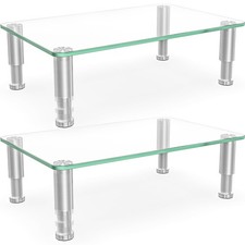 2 Pack Computer Monitor Riser with Height Adjustable Multi Media Desktop Stan...