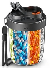 Cute Pill Dispenser with 7 Large Compartments, Portable Pill Bottle Organizer