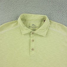 Tommy Bahama Polo Shirt Mens Large Green Tencel Lyocell Golf Performance Casual