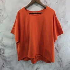 Betabrand Shirt Womens 2X Orange Boxy Agile Drawstring Tee Short Sleeve Ponte 