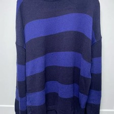 Blue Striped Oversized Knit Sweater