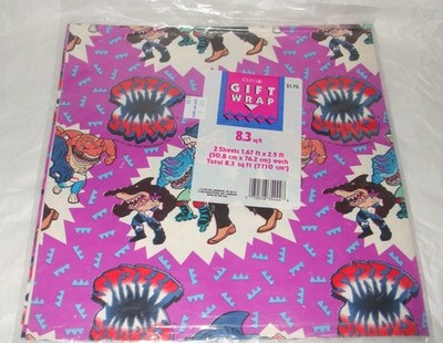 New Sealed VINTAGE 1995 Cleo Gift Wrap / Wrapping Paper STREET SHARKS 8.3 sq ft