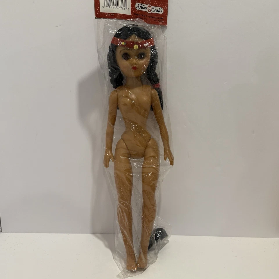 Muñeca india Fibre Craft 15" pelo negro ojos móviles complejo mediano/marrón 3195 (como está) Foto 2 de 4