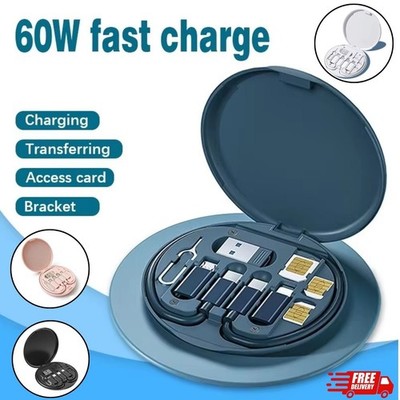 1pc Universal USB Adapter Kit With Multi Charging Cables Storage Case For Phones