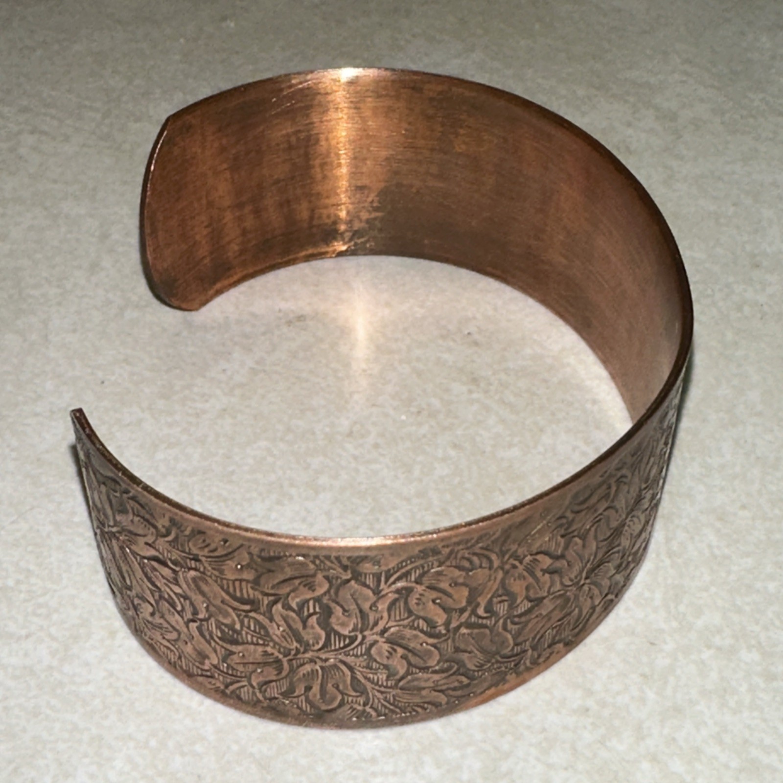 Solid Copper Cuff Bracelet Tulip Flower Design 1"… - image 4