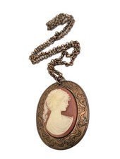 Victorian Style Large Cameo Pendant Necklace