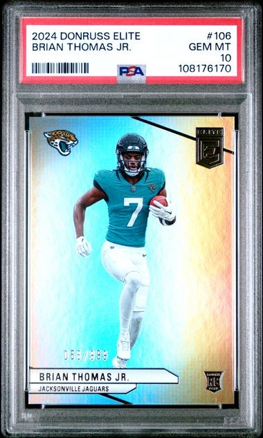 BRIAN THOMAS JR 2024 DONRUSS ELITE SILVER FOIL ROOKIE RC #D 056/999 PSA 10 POP 6