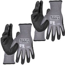 Klein Tools 60589 Knit Dipped Gloves, Cut Level A4, Touchscreen, Large, 2-Pair