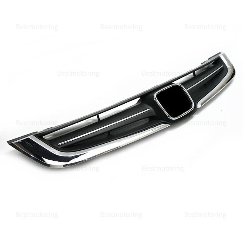 Parrilla De Malla Superior Para Parachoques De Honda Accord 7ma Generación (2003-2006) - Color Negro Con Detalles Cromados, De ABS