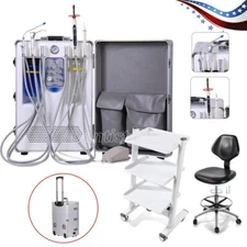 Portable Dental Delivery Unit Air Compressor Suction 4Holes /Tool Cart /Stool
