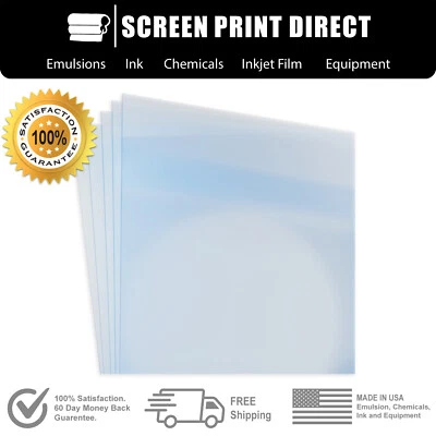 ECOTEX®, SCREEN PRINT DIRECT™, INKJET FILM DIRECT Waterproof Inkjet Transparency Film Screen Printing ALL SIZES - 100 Sheets 5 MIL