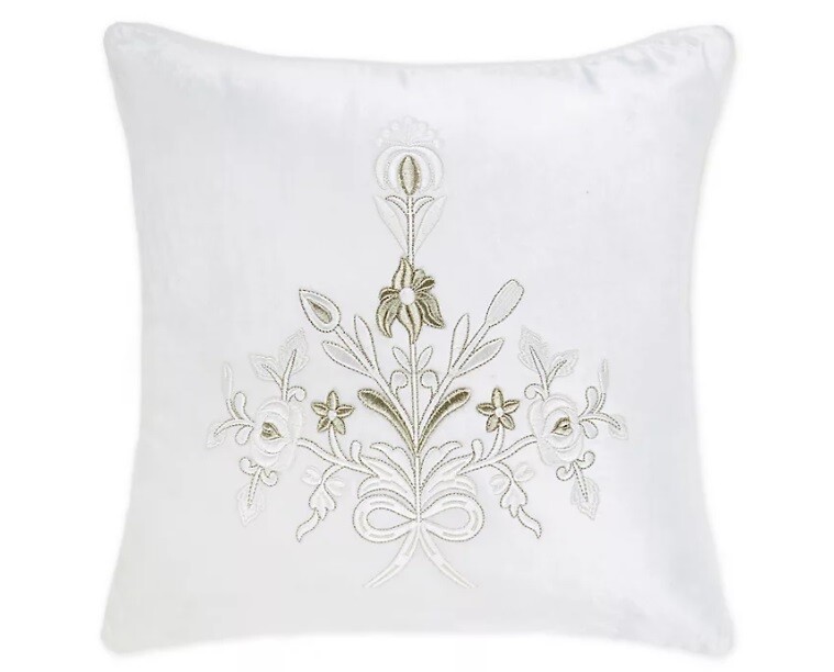 Wamsutta Vintage Saint Veran Velvet Botanical Square Throw Pillow Cream