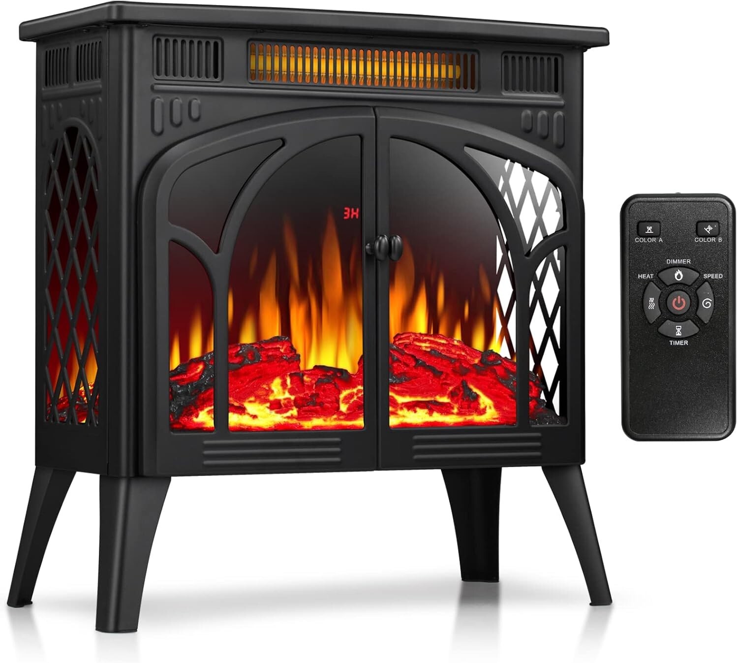 Electric Fireplace Stove, 3D Free-Standing Infrared Fireplace Stove and Realisti