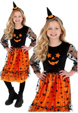 Pumpkin Costume Girls Halloween Fancy Dress Outfit Age 1-9 Toddler Kids