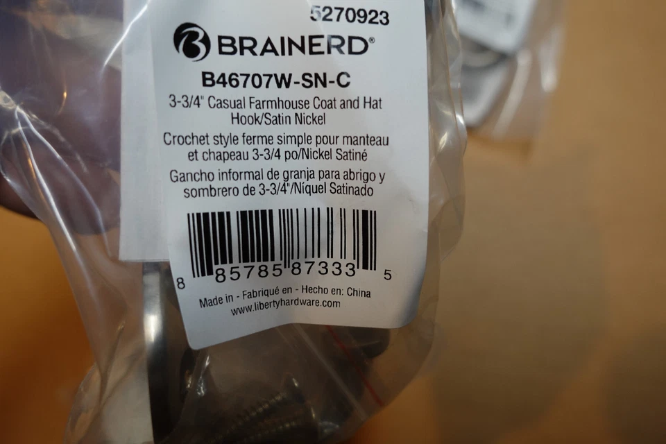 (Paquete de 5) - Gancho de pared decorativo de níquel satinado Brainerd de 2 ganchos 1,41 pulgadas x 1,41 pulgadas H Foto 4 de 4