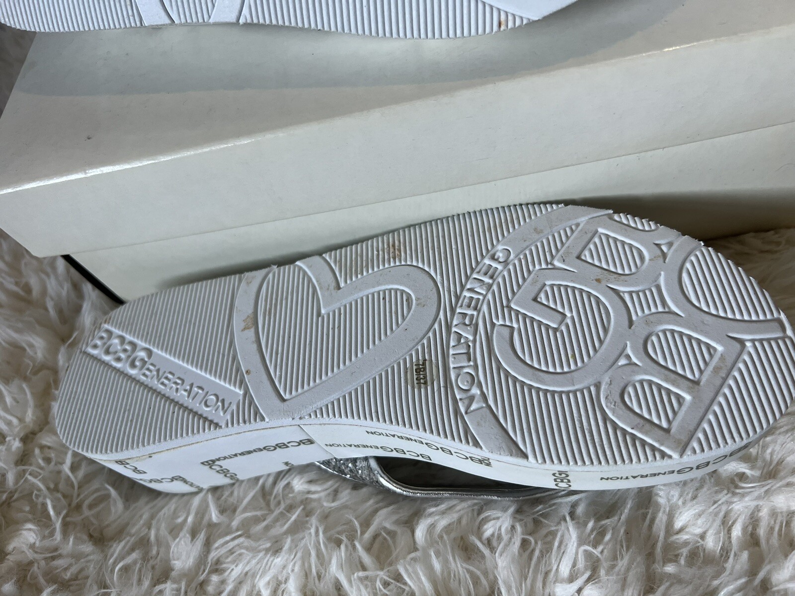 Silver Sequin Platform Flip Flops Chunky Glam Y2K… - image 6