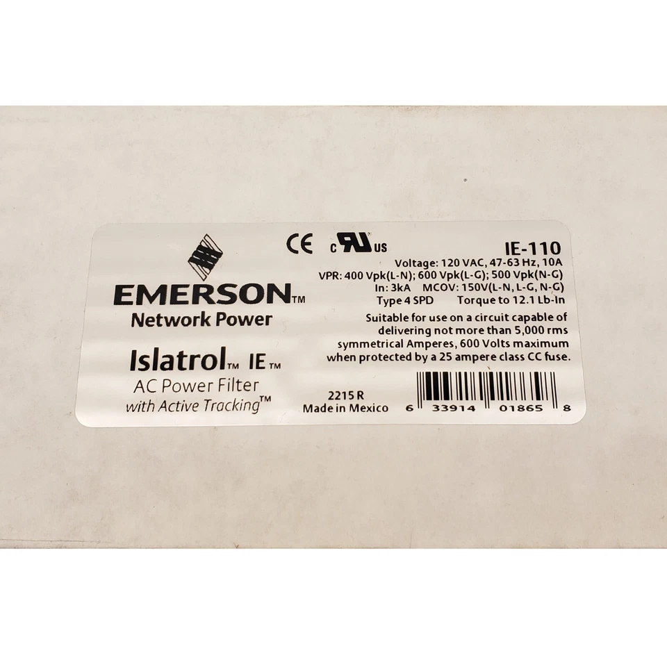 EMERSON IE-110 Islatrol AC Power Filter with Active Tracking 120VAC 47-63 Hz 10A - Image 2 of 4
