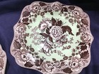 SPODE ARCHIVE BRITISH FLOWER POPPY fancy square PLATES mint brown NEW set of 2! — photo 2