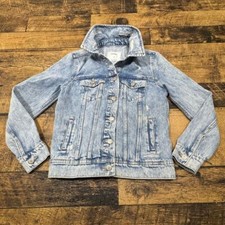 Old Navy Distressed Light Wash Denim Jacket Classic Jean Jacket Casual Wear XS