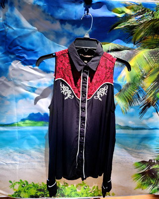 Shyanne Top Womens S Shirt Western Cold Shoulder Snaps Country Wear small