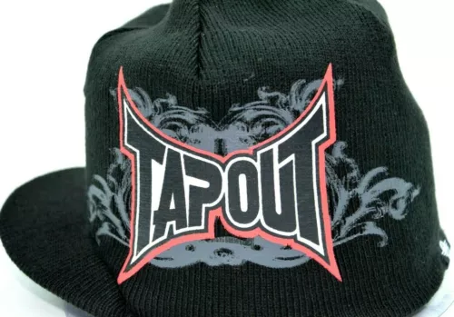 Tapout MMA Mixed Martial Art Billed Visor Knit Beanie Black Toque Winter Hat Cap