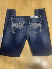 Miss Me Jeans Angel Wings Signature Skinny Low Rise Slim Fit Size 27 X 31 NWT