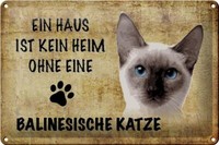 Blechschild Spruch 30X20 Cm Balinesische Katze Metall Deko Schild Tin Sign