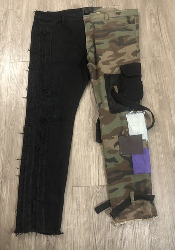 Valabasas Men Jeans Camo Black Pants 