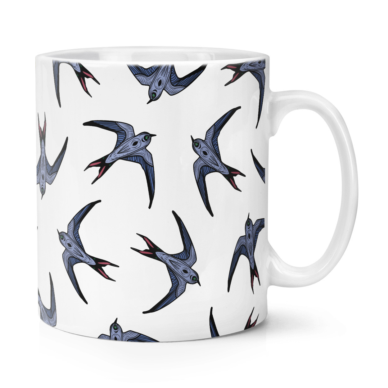 Swallows Flying Pattern 10oz Mug Cup - Birds Animal