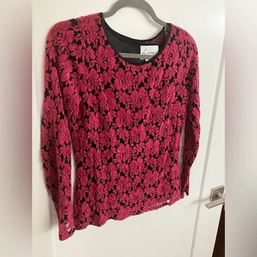 Vintage Rose Shirt, Rose Print, Pink 90s Top, Vintage Pink 80s Top, Mesh Top - Picture 2 of 5