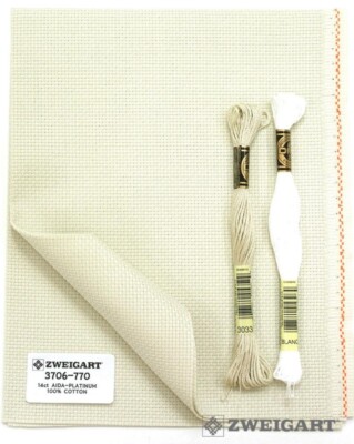 Zweigart Fabric 14ct Aida Platinum 3706-770