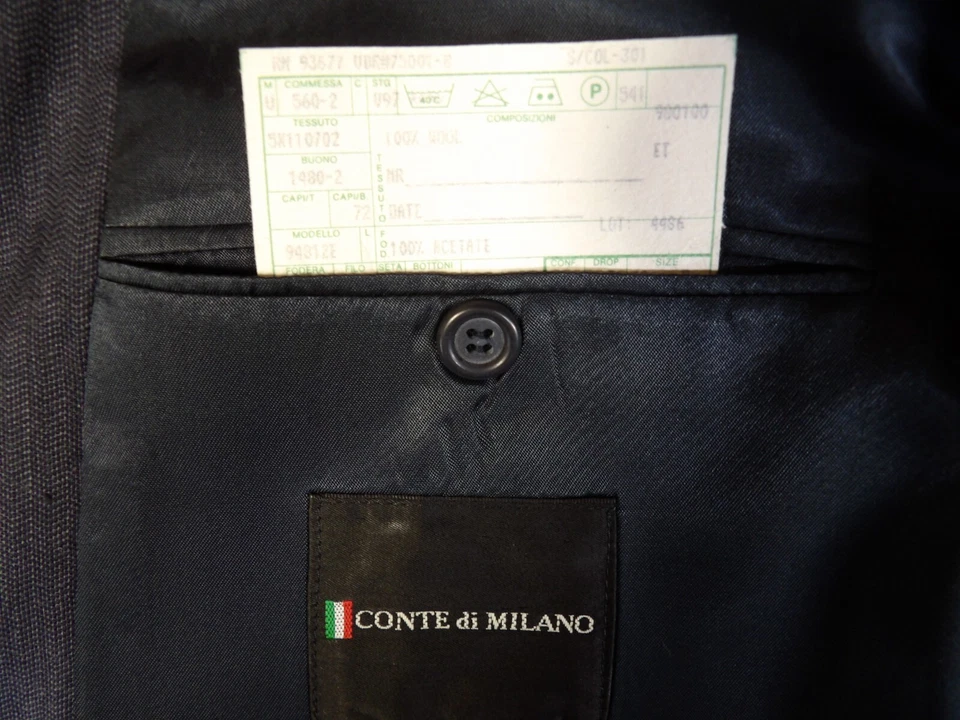 Traje Para Hombre Conte Di Milano 40r 32 X 28.5 Azul Marino Micro Tejido 100% Lana T#0 Foto 3 de 4