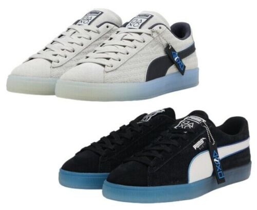 Puma Suede PlayStation Shapes Logo Glacial Gray / Black Shoes Limited Japan New - Afbeelding 1 van 12