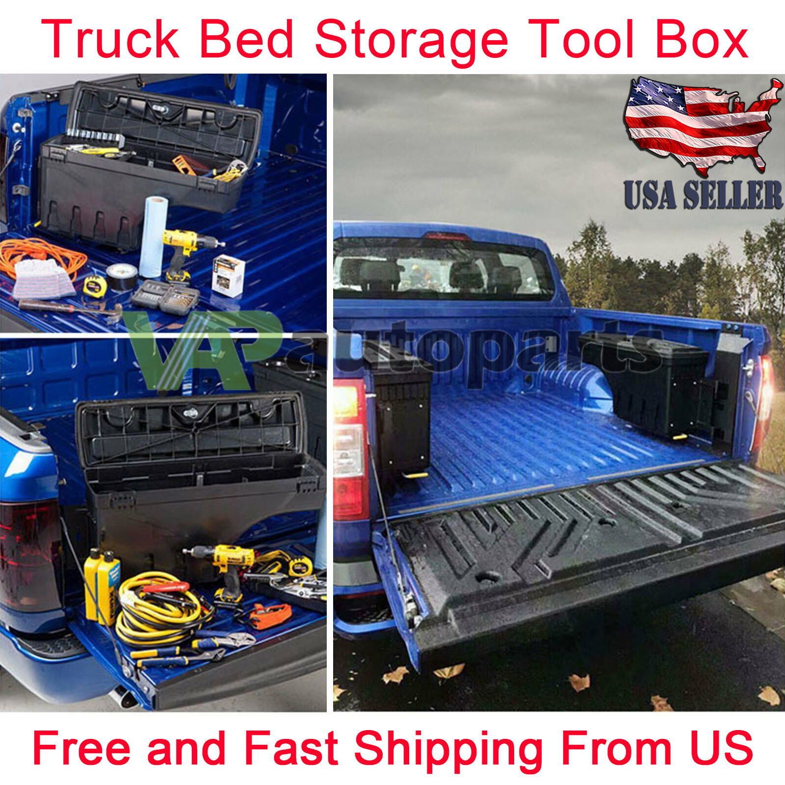 Left+Right Side Truck Bed Swing Storage Box Tool Box For 20152022 Ford
