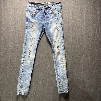 Evolution in Design Jeans sz 34 x 34 Acid Wash Distressed Destroyed Grunge
