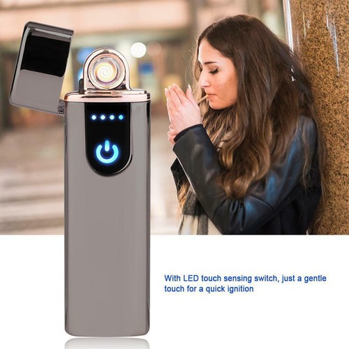 Electric Lighter Usb Rechargable Windproof Flameless Finger Print Gentle Touch - Picture 2 of 12