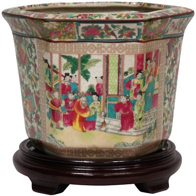 10'' Rose Medallion Porcelain Flower Pot