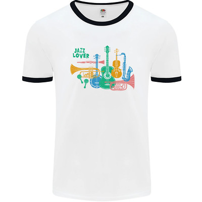 Jazz Lover Trumpet Saxophone Clarinet Mens Ringer T-Shirt