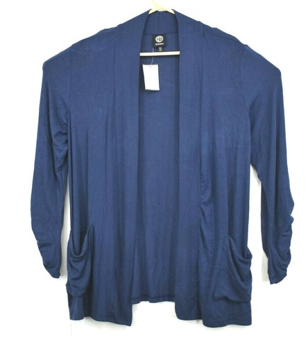 Bobeau Womens Ruched Sleeve Navy Blue 