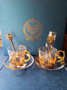 Imperial Crown Glass Tea Cup And Saucer Set With Tea Spoon Ebay